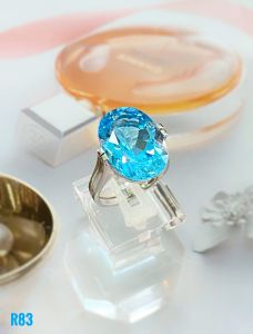 NHẪN BẠC ĐÁ BLUE TOPAZ TỰ NHIÊN