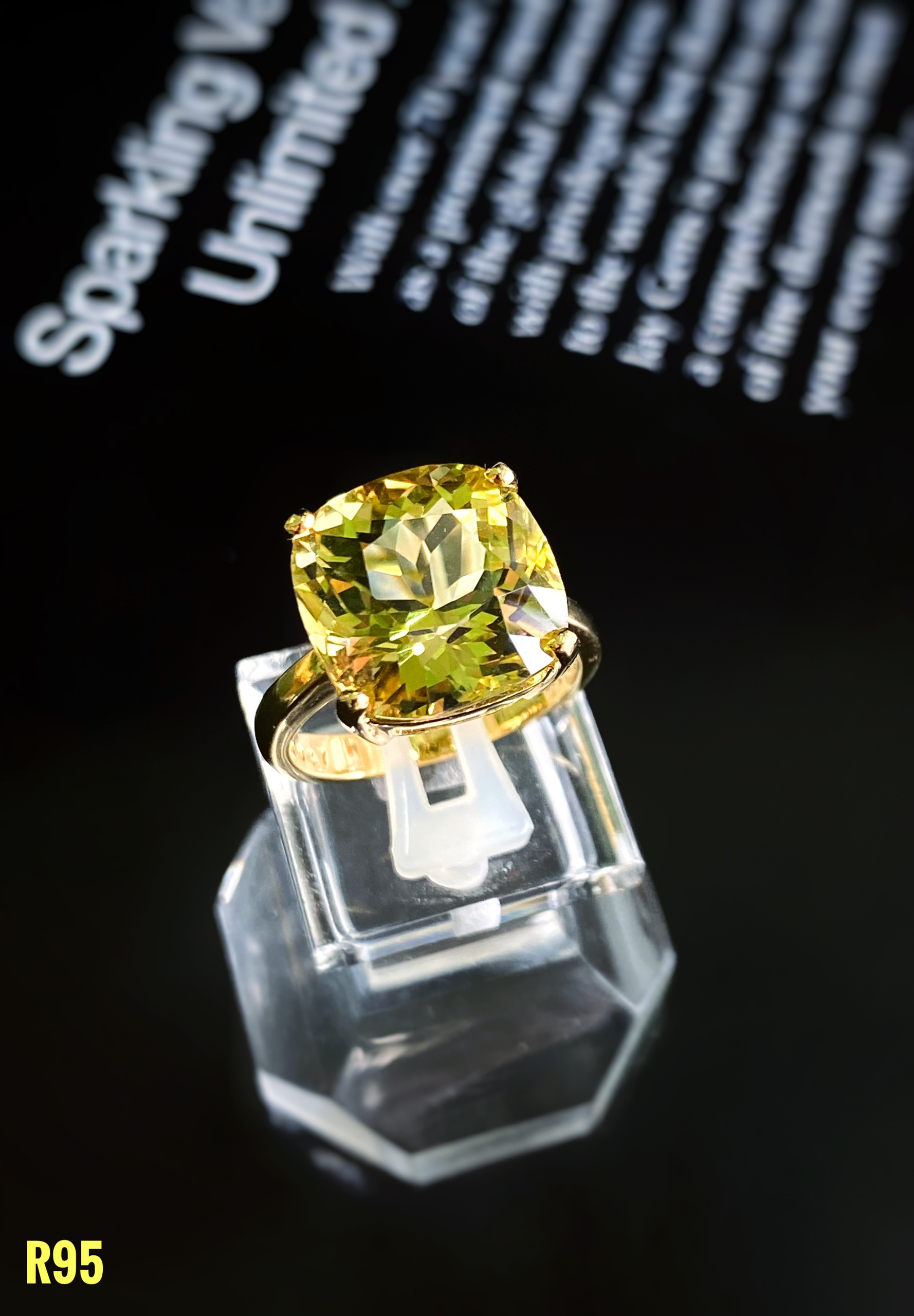 NHẪN BẠC XI ĐÁ LEMON QUARTZ TỰ NHIÊN