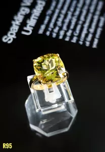 NHẪN BẠC XI ĐÁ LEMON QUARTZ TỰ NHIÊN