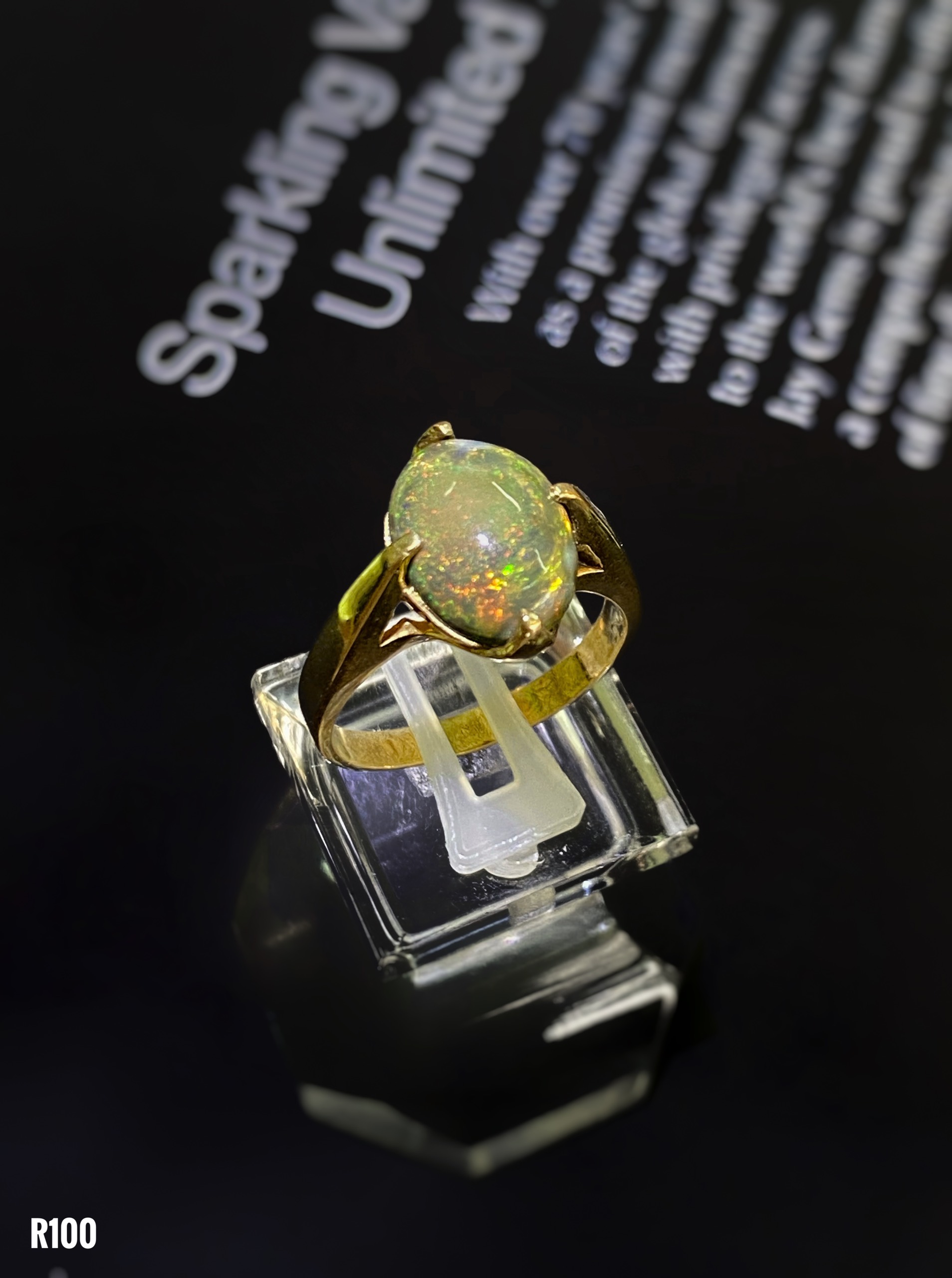 NHẪN BẠC XI ĐÁ OPAL TỰ NHIÊN