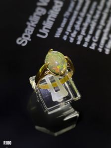 NHẪN BẠC XI ĐÁ OPAL TỰ NHIÊN