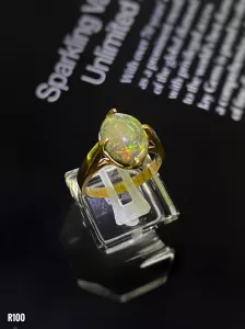 NHẪN BẠC XI ĐÁ OPAL TỰ NHIÊN