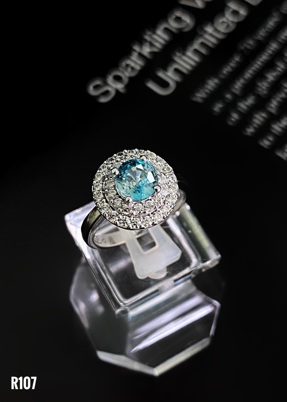 NHẪN  BẠC XI  ĐÁ ZIRCON TỰ NHIÊN