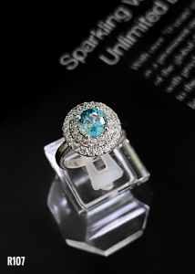 NHẪN  BẠC XI  ĐÁ ZIRCON TỰ NHIÊN
