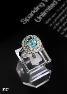NHẪN  BẠC XI  ĐÁ ZIRCON TỰ NHIÊN