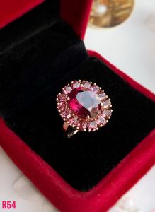 NHẪN BẠC XI ĐÁ RUBY KẾT TOURMALINE TỰ NHIÊN