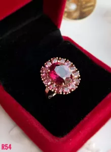 NHẪN BẠC XI ĐÁ RUBY KẾT TOURMALINE TỰ NHIÊN