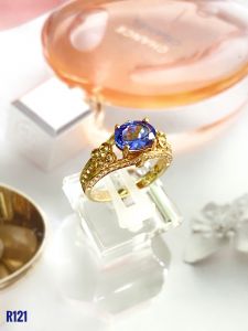 NHẪN BẠC XI ĐÁ TANZANITE TỰ NHIÊN