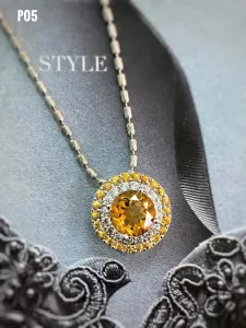 MẶT DÂY BẠC ĐÁ CITRINE TỰ NHIÊN