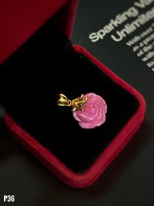MẶT DÂY BẠC XI HOA HỒNG RUBY TỰ NHIÊN