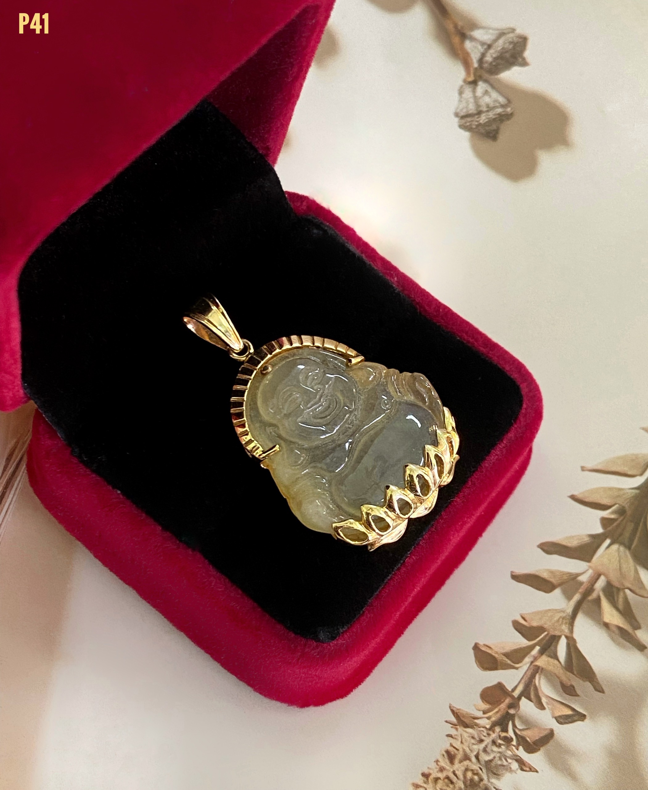 MẶT DÂY BẠC XI PHẬT DI LẶC NGỌC JADE TỰ NHIÊN