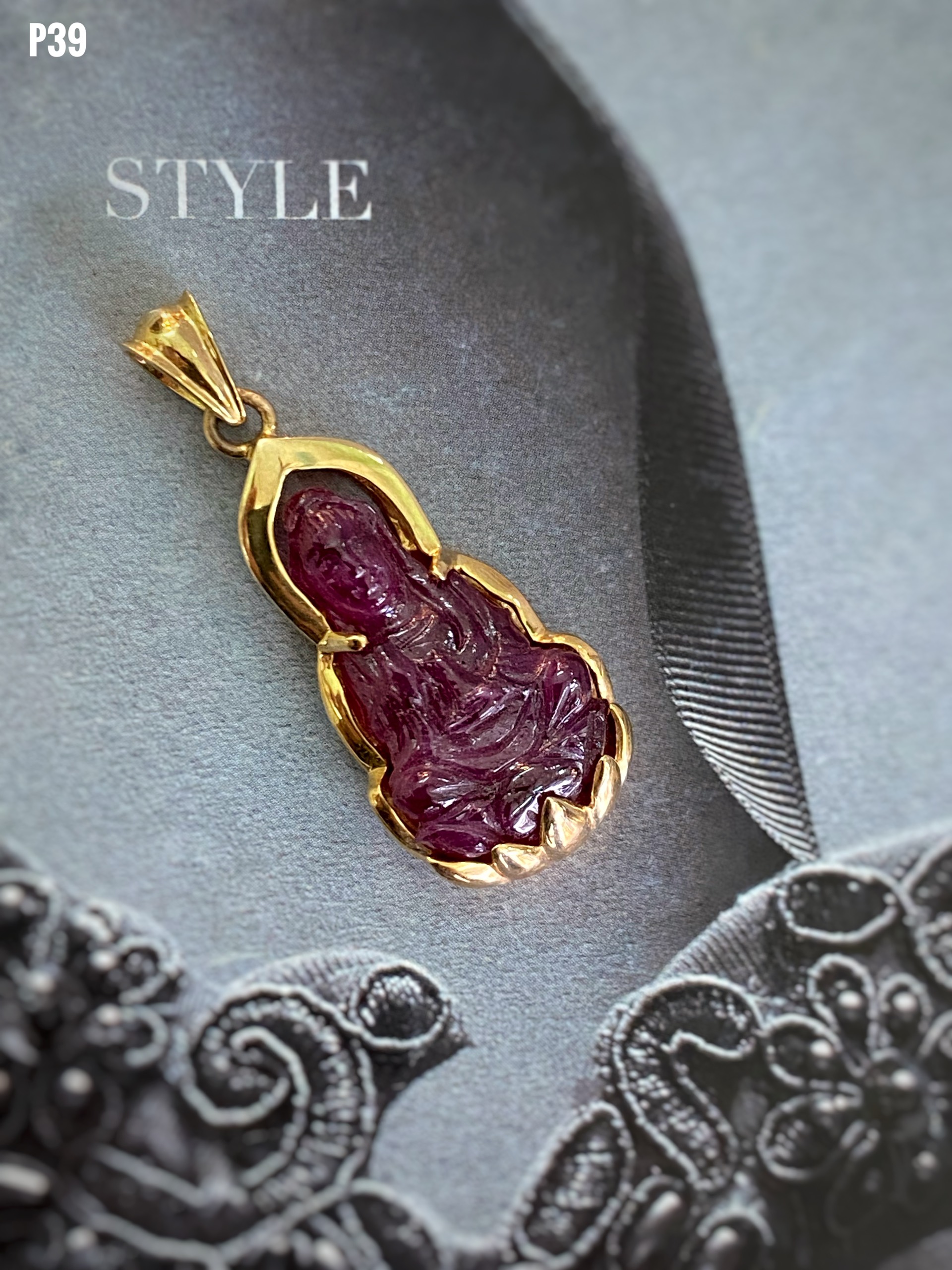 MẶT DÂY BẠC XI PHẬT BÀ ĐÁ RUBY TỰ NHIÊN