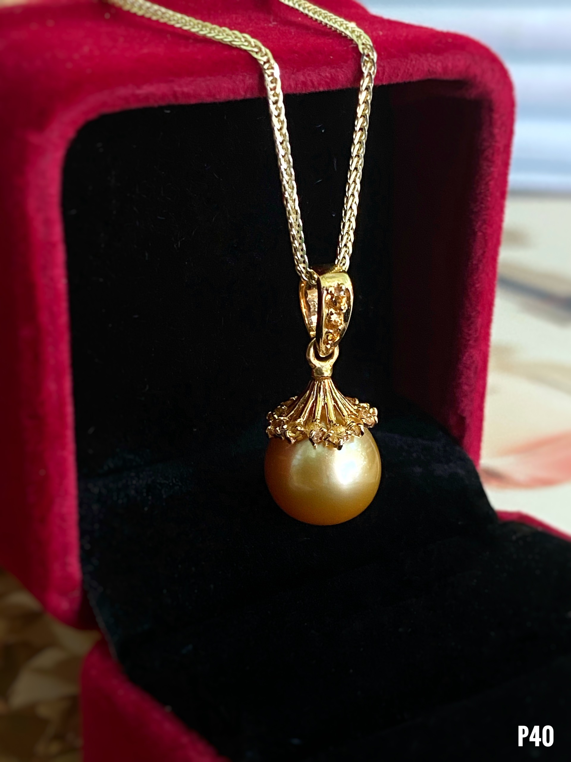 MẶT DÂY BẠC XI NGỌC TRAI SOUTH SEA KẾT SAPPHIRE TỰ NHIÊN