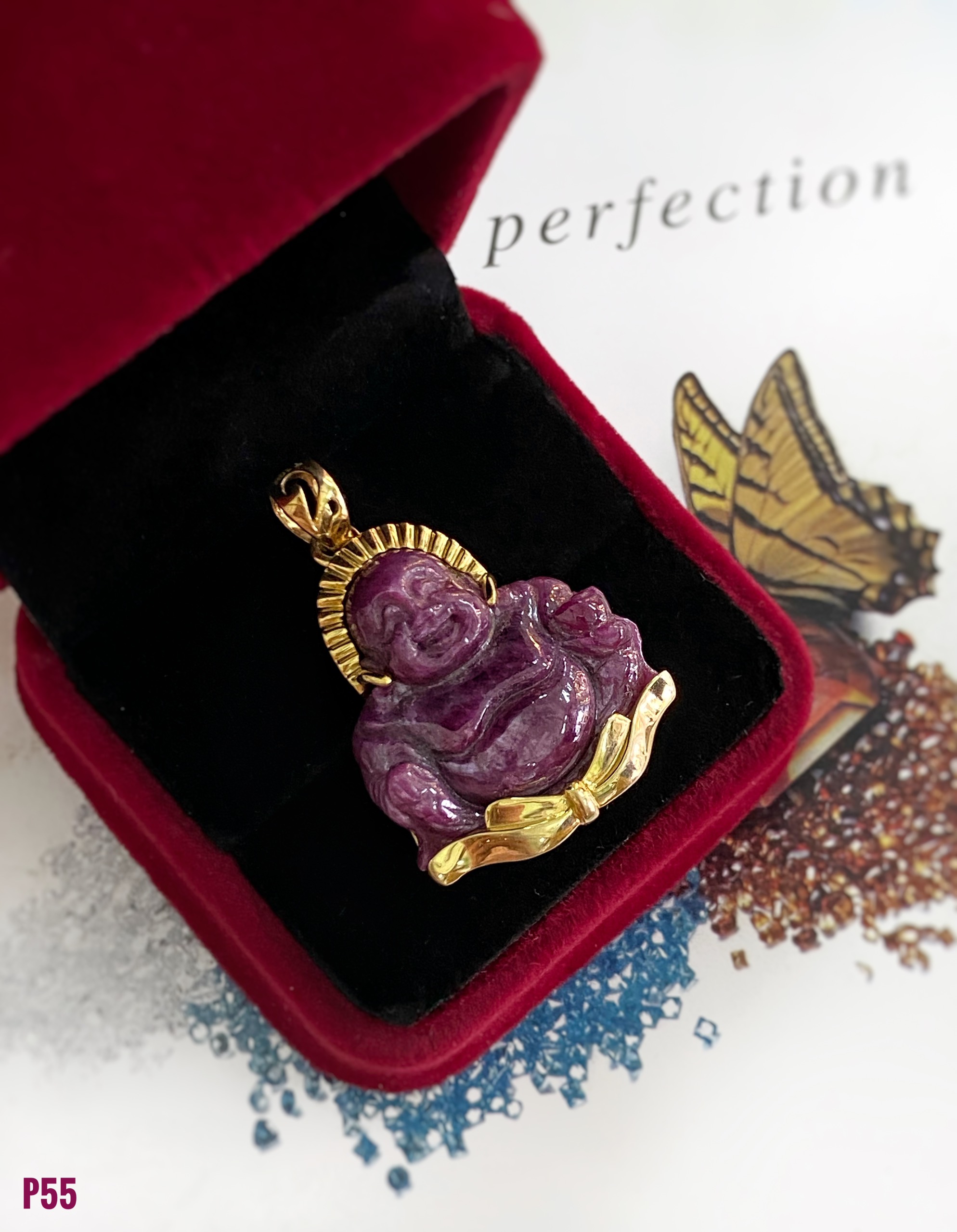 MẶT DÂY BẠC XI BẠC XI PHẬT DI LẶC ĐÁ RUBY TỰ NHIÊN