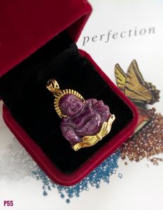 MẶT DÂY BẠC XI BẠC XI PHẬT DI LẶC ĐÁ RUBY TỰ NHIÊN