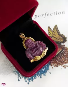MẶT DÂY BẠC XI BẠC XI PHẬT DI LẶC ĐÁ RUBY TỰ NHIÊN