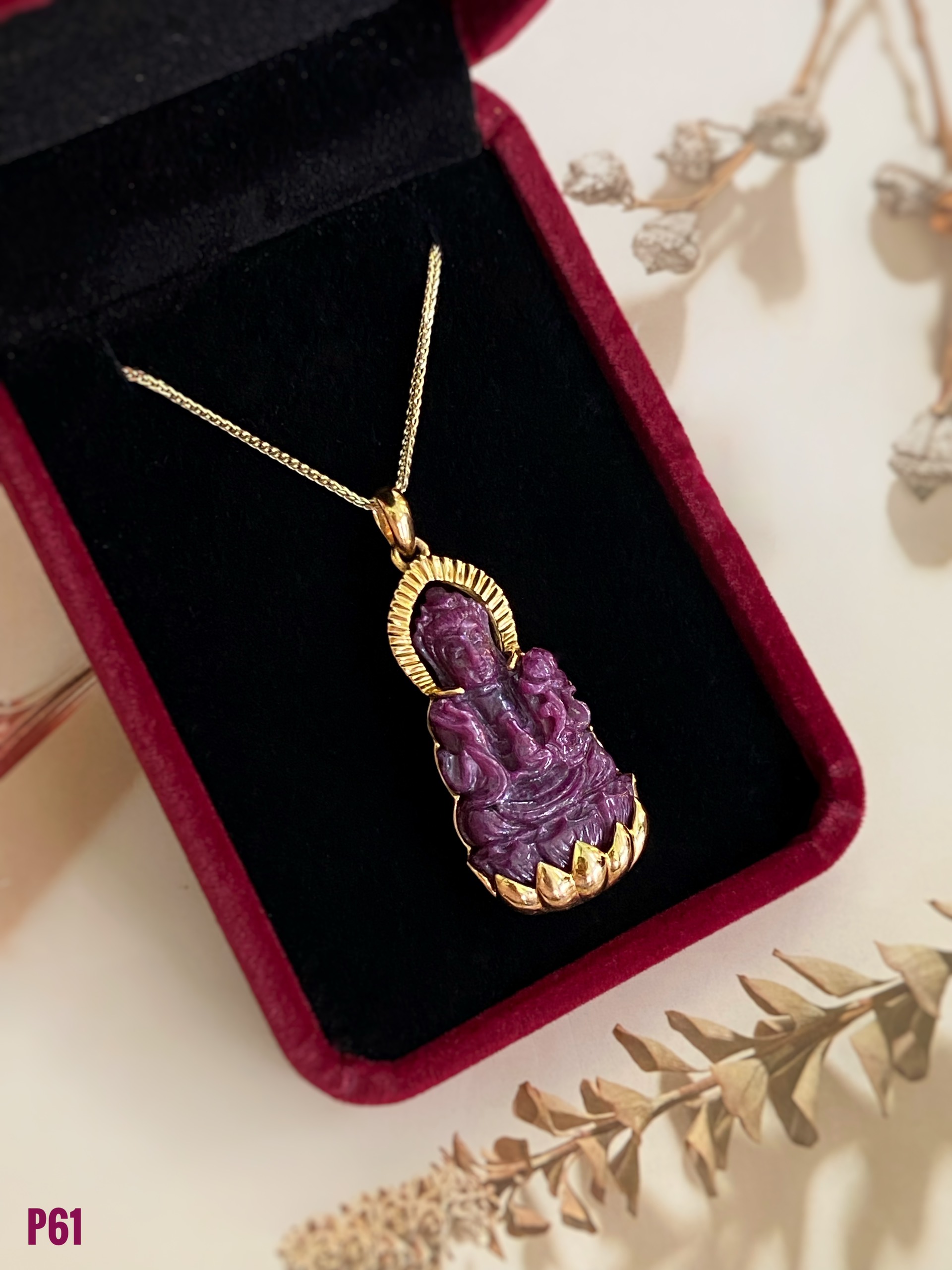 MẶT DÂY BẠC XI PHẬT BÀ ĐÁ RUBY TỰ NHIÊN