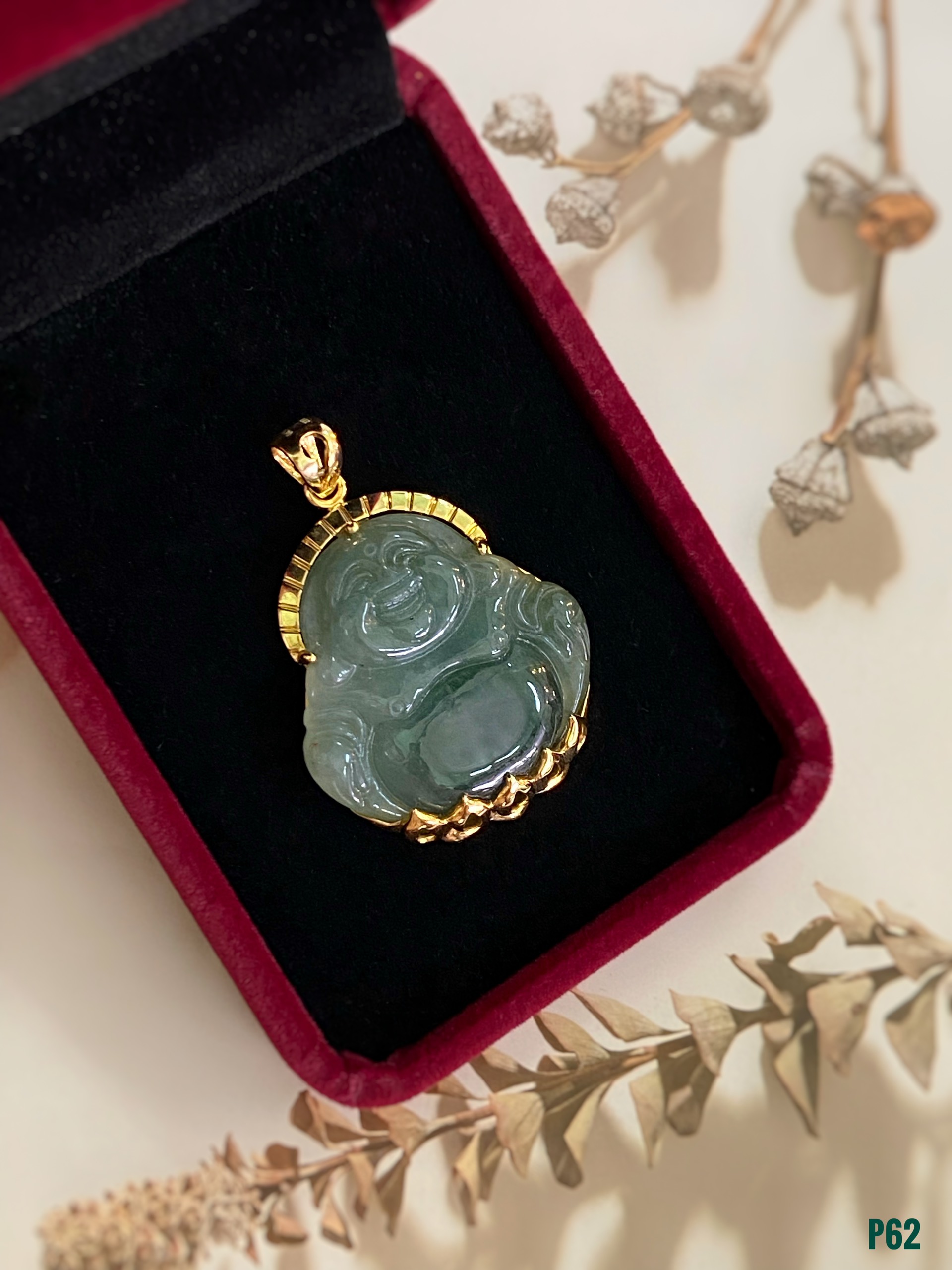 MẶT DÂY BẠC XI PHẬT DI LẶC NGỌC JADEITE TỰ NHIÊN