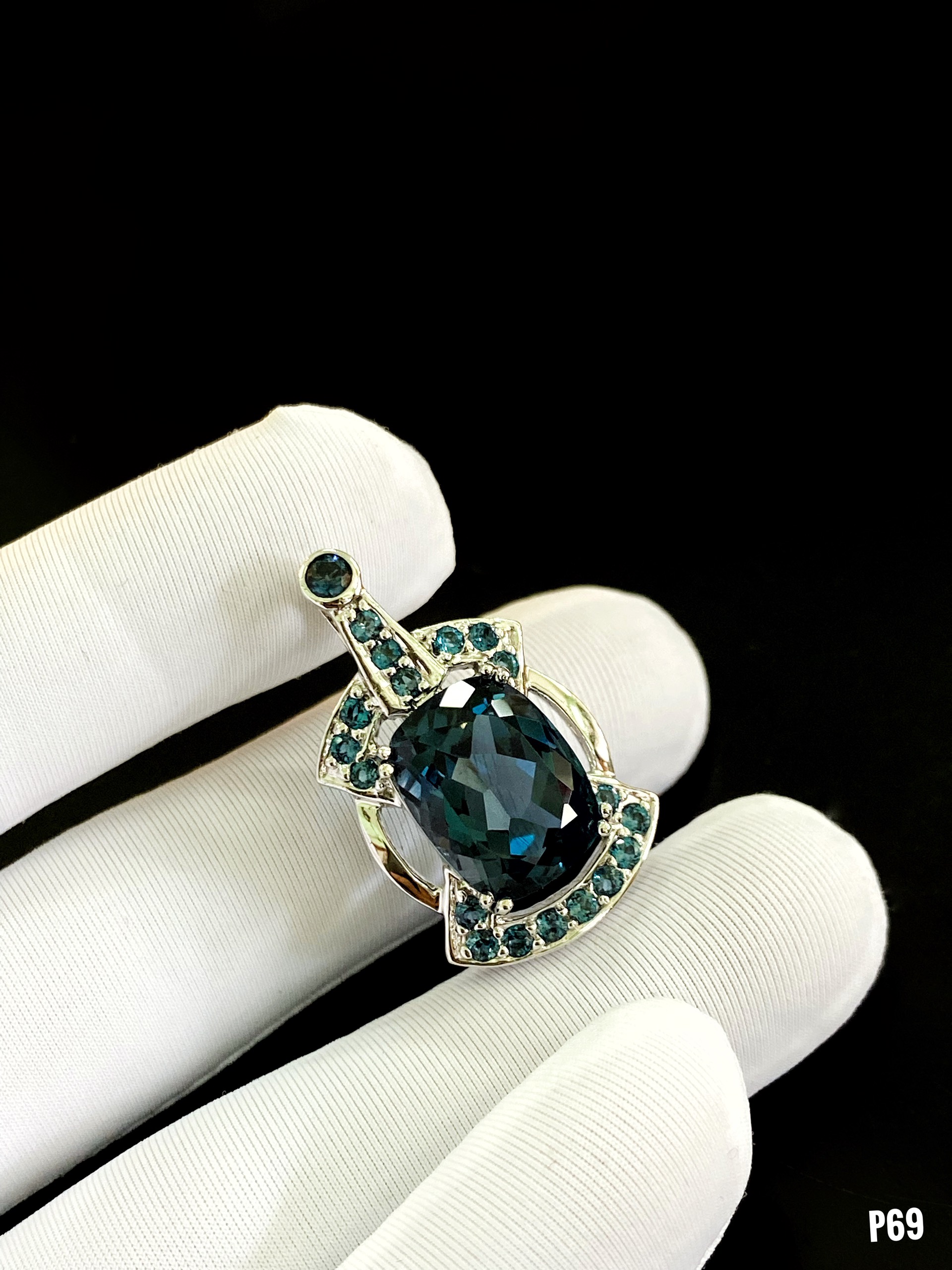 MẶT DÂY BẠC XI FULL ĐÁ TOPAZ LONDON TỰ NHIÊN