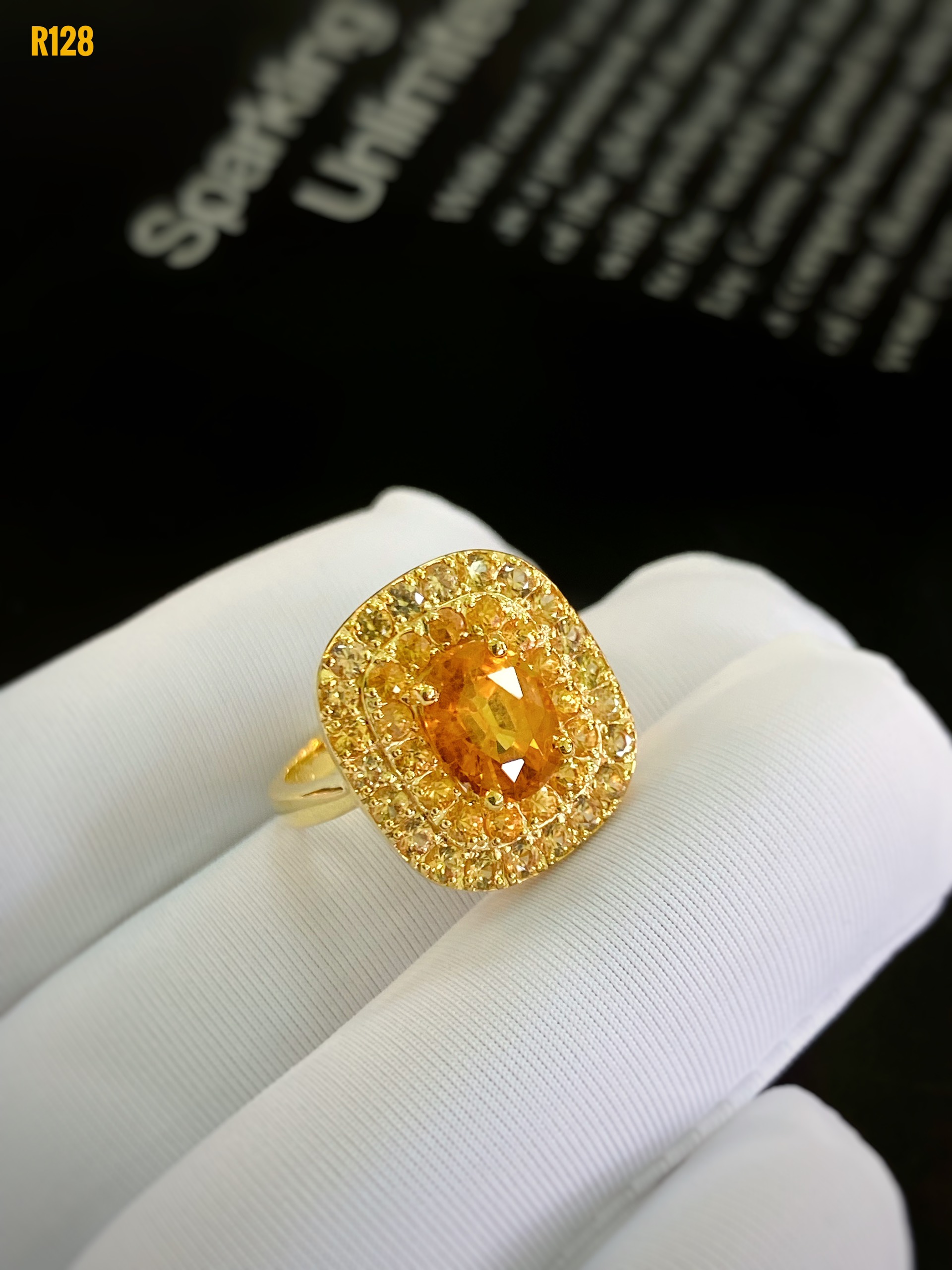 NHẪN BẠC XI  FULL SAPPHIRE VÀNG TỰ NHIÊN