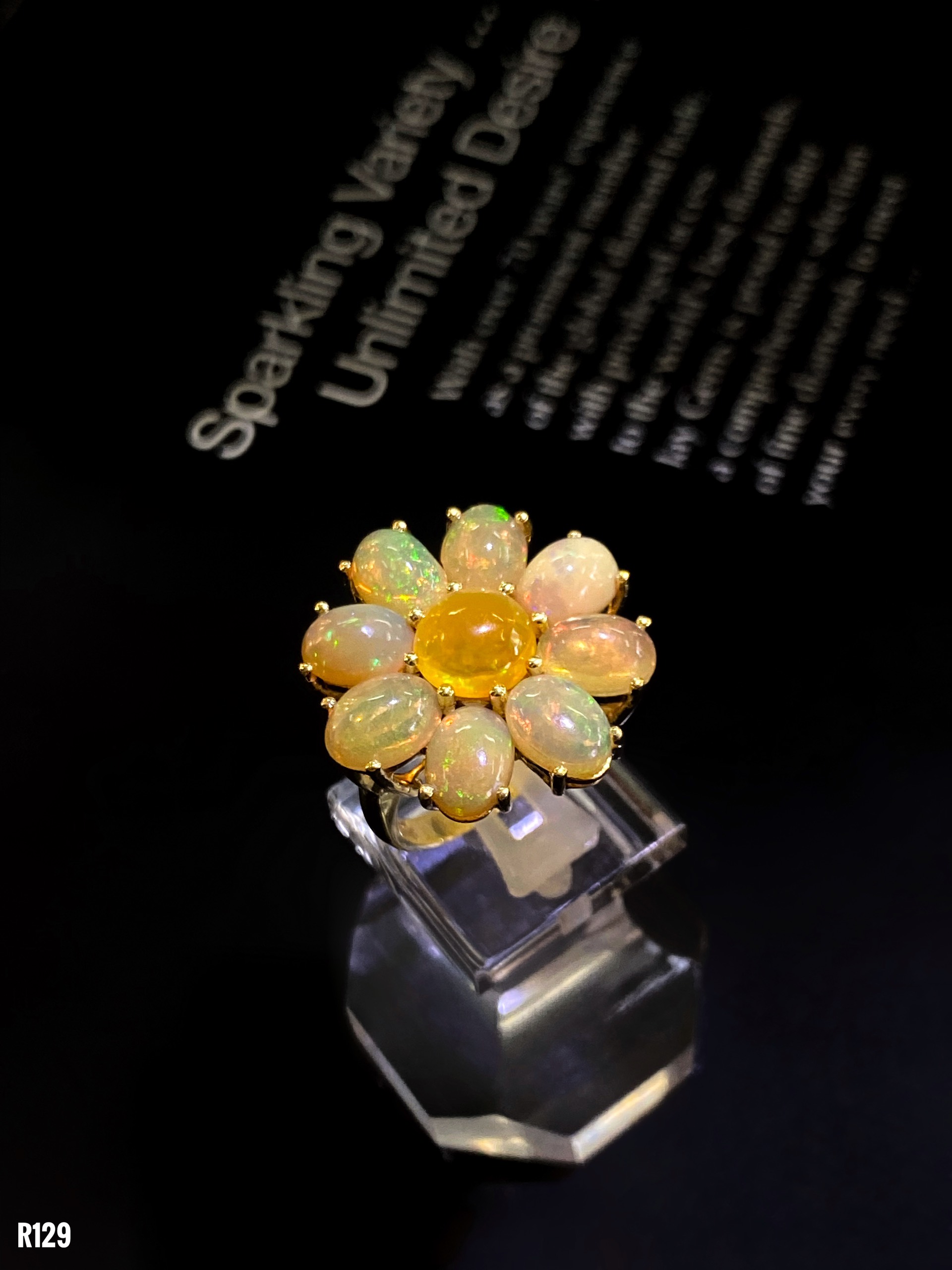 NHẪN BẠC XI ĐÁ OPAL TỰ NHIÊN