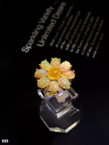 NHẪN BẠC XI ĐÁ OPAL TỰ NHIÊN