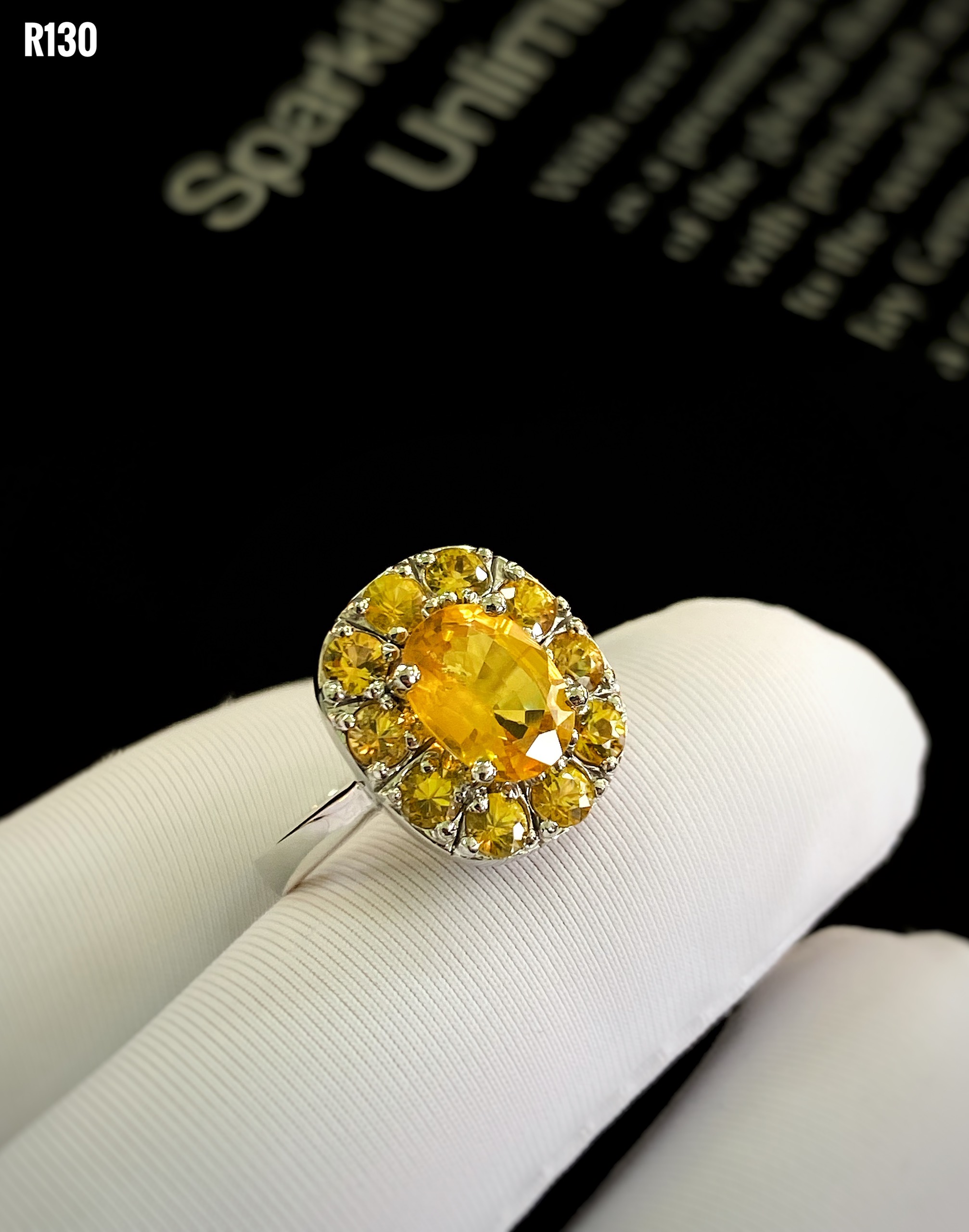 NHẪN BẠC XI SAPPHIRE VÀNG TỰ NHIÊN