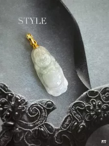 MẶT DÂY BẠC XI PHẬT DI LẶC NGỌC JADEITE TỰ NHIÊN