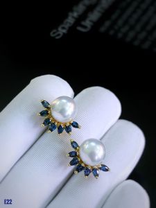 KHUYÊN TAI BẠC XI NGỌC TRAI + SAPPPHIRE TỰ NHIÊN