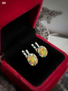 KHUYÊN TAI BẠC XI ĐÁ OPAL TỰ NHIÊN