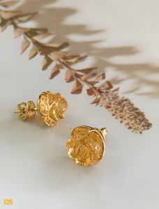 KHUYÊN TAI BẠC XI HOA HỒNG ĐÁ CITRINE TỰ NHIÊN