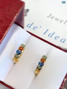 KHUYÊN TAI BẠC XI ĐÁ SAPPHIRE TỰ NHIÊN