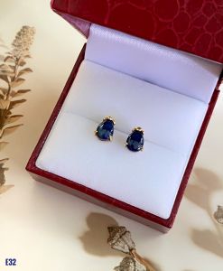 KHUYÊN TAI BẠC XI ĐÁ SAPPHIRE TỰ NHIÊN