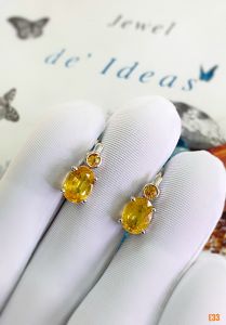 KHUYÊN TAI BẠC XI ĐÁ SAPPHIRE VÀNG TỰ NHIÊN