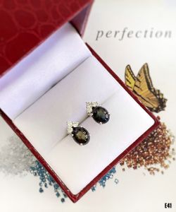 KHUYÊN TAI  BẠC XI  ĐÁ SAPPHIRE TỰ NHIÊN