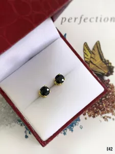 KHUYÊN TAI  BẠC XI  ĐÁ SAPPHIRE TỰ NHIÊN