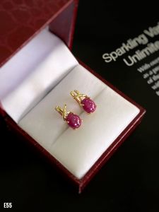 KHUYÊN TAI BẠC XI ĐÁ RUBY TỰ NHIÊN