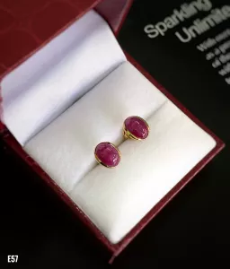 KHUYÊN TAI BẠC XI ĐÁ RUBY TỰ NHIÊN
