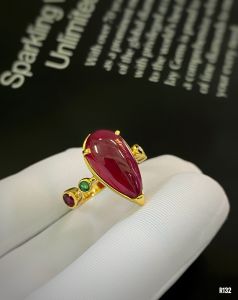 NHẪN  BẠC XI  ĐÁ RUBY TỰ NHIÊN