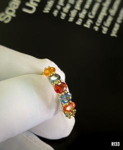 NHẪN BẠC XI ĐÁ SAPPHIRE CÁC MÀU TỰ NHIÊN