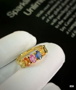NHẪN BẠC XI ĐÁ SAPPHIRE TỰ NHIÊN