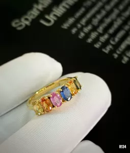 NHẪN BẠC XI ĐÁ SAPPHIRE TỰ NHIÊN