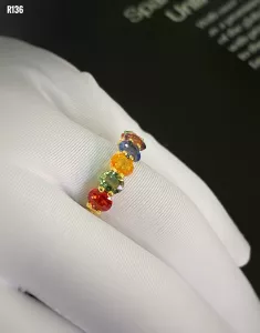 NHẪN  BẠC XI ĐÁ SAPPHIRE TỰ NHIÊN