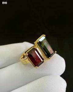 NHẪN BẠC XI ĐÁ TOURMALINE TỰ NHIÊN