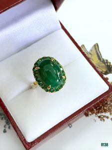 NHẪN  BẠC XI  FULL ĐÁ EMERALD - NGỌC LỤC BẢO TỰ NHIÊN