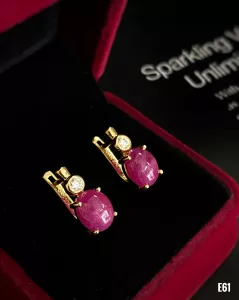 KHUYÊN TAI BẠC XI ĐÁ RUBY TỰ NHIÊN