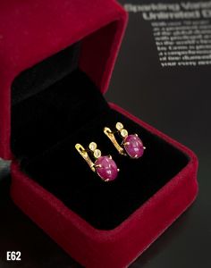KHUYÊN TAI BẠC XI ĐÁ RUBY TỰ NHIÊN