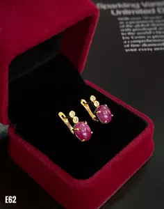 KHUYÊN TAI BẠC XI ĐÁ RUBY TỰ NHIÊN