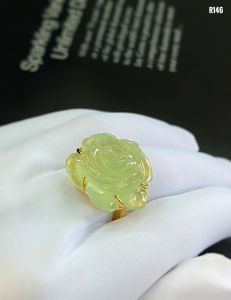 NHẪN  BẠC XI  HOA HỒNG ĐÁ PREHNITE TỰ NHIÊN