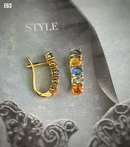 KHUYÊN TAI BẠC XI  ĐÁ SAPPHIRE TỰ NHIÊN